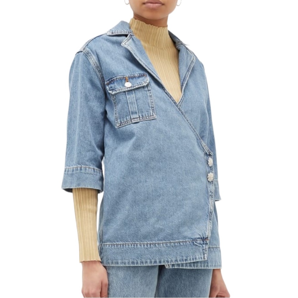 GANNI Crystal-Embellished Denim Jacket